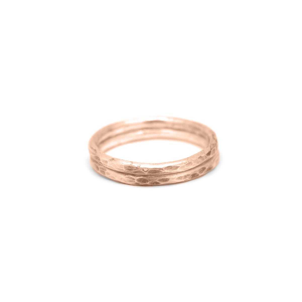 Saturn Ring Set - Gehämmert [750er rosévergoldet]
