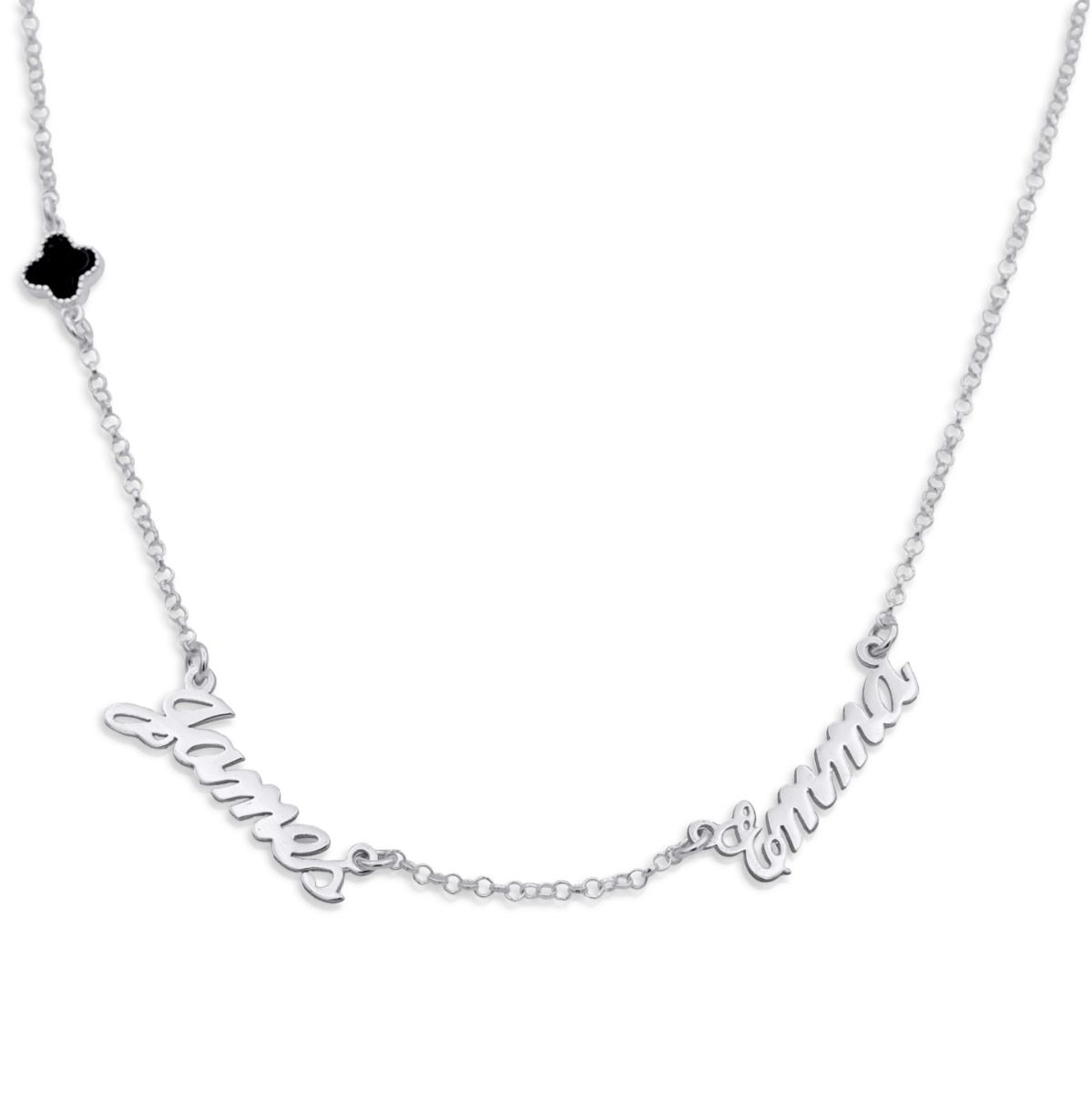 Collar con Nombre de Trébol Lateral [Plata de Ley]