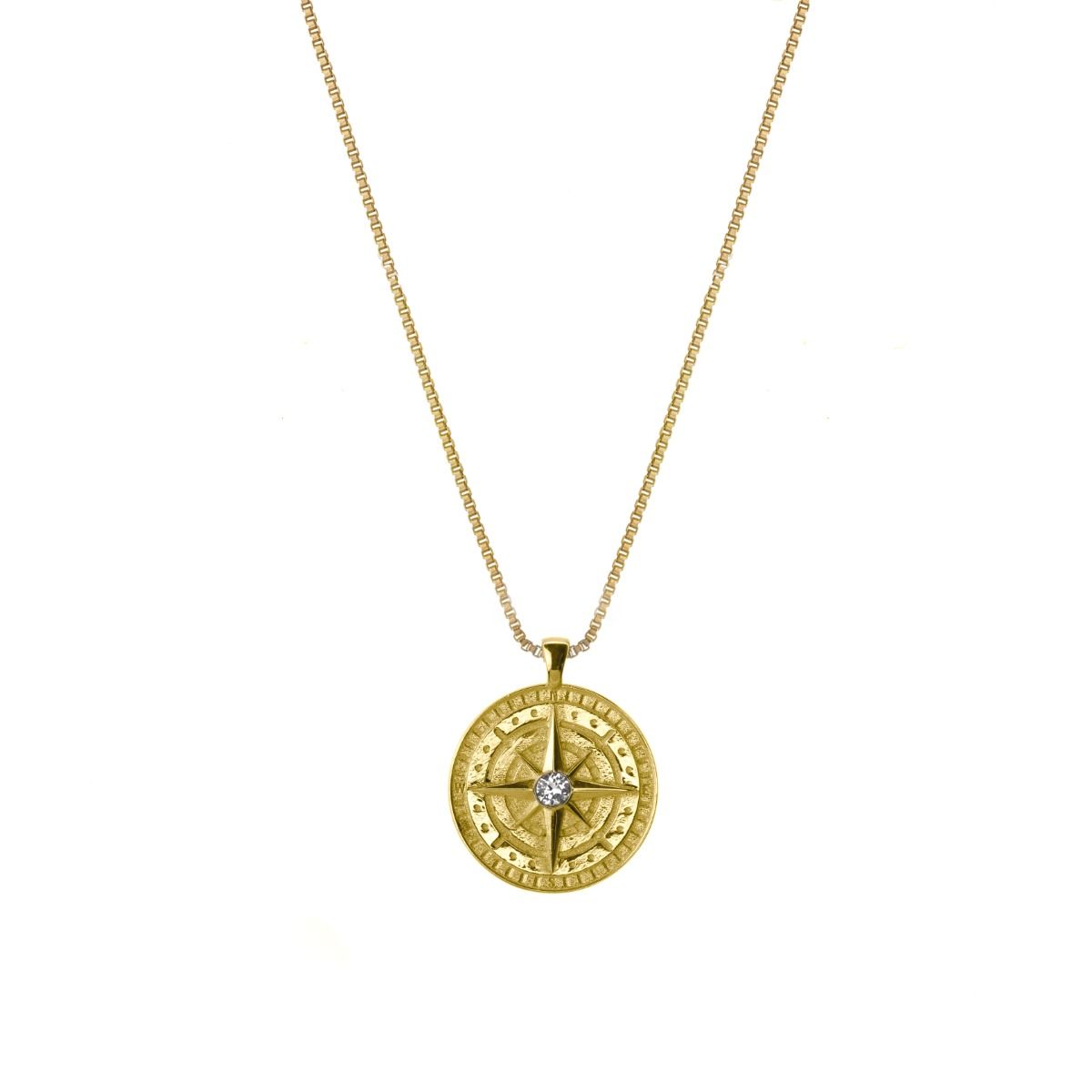 Collana Bussola di Famiglia con Nome [Placcata Oro 18kt]