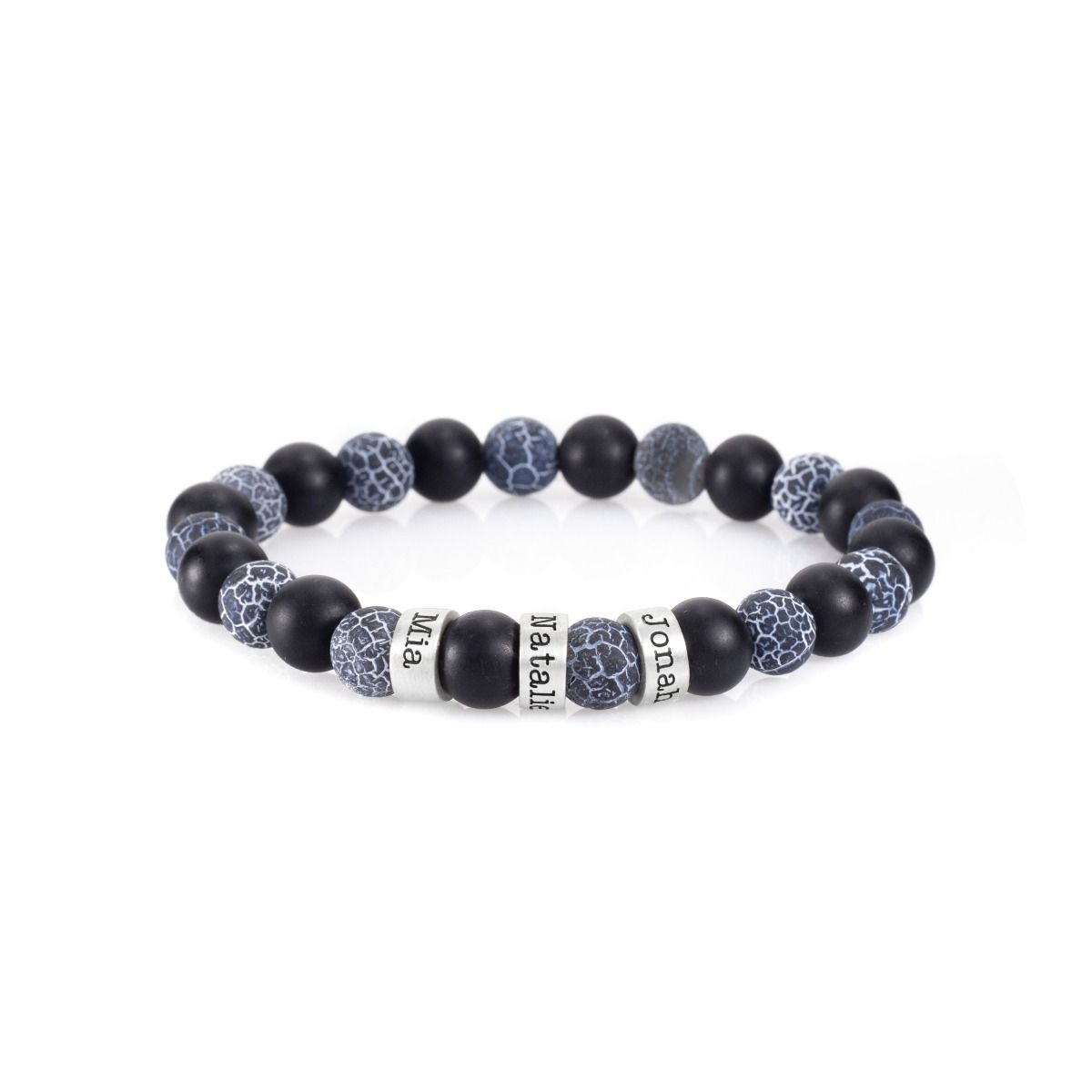 Pulsera Personalizada de Ónix y Ágata para Hombre -  Plata de Ley