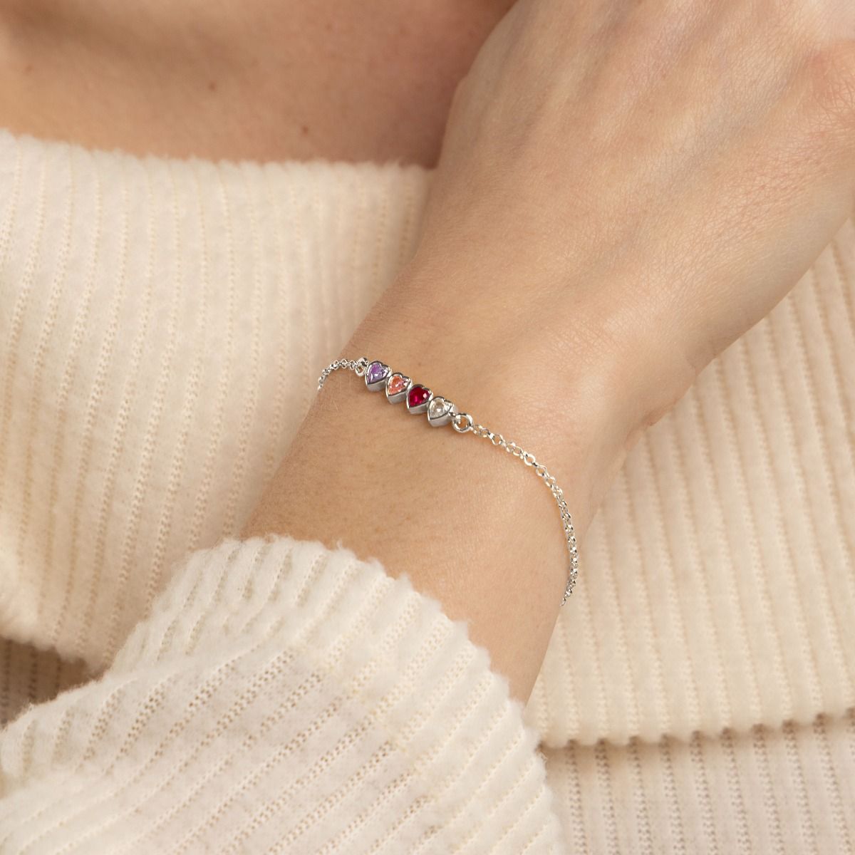 Talisa Hearts Birthstone Bracelet [Sterling Silver]