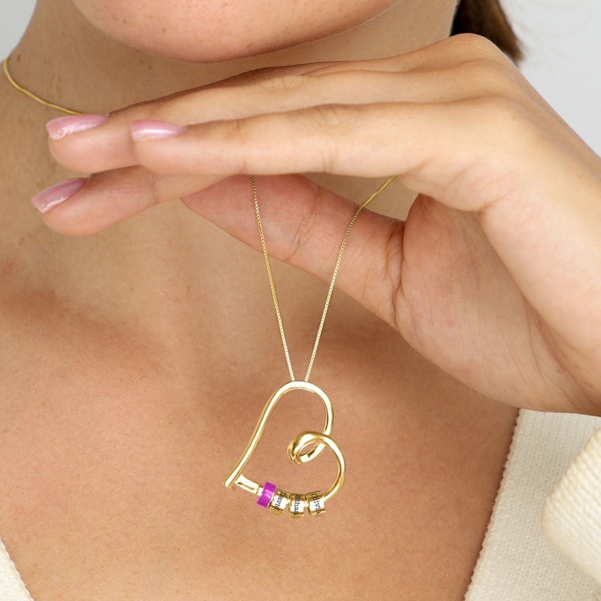Collier Prénoms Liens du Cœur avec Charm Rose [Plaqué Or 18ct]