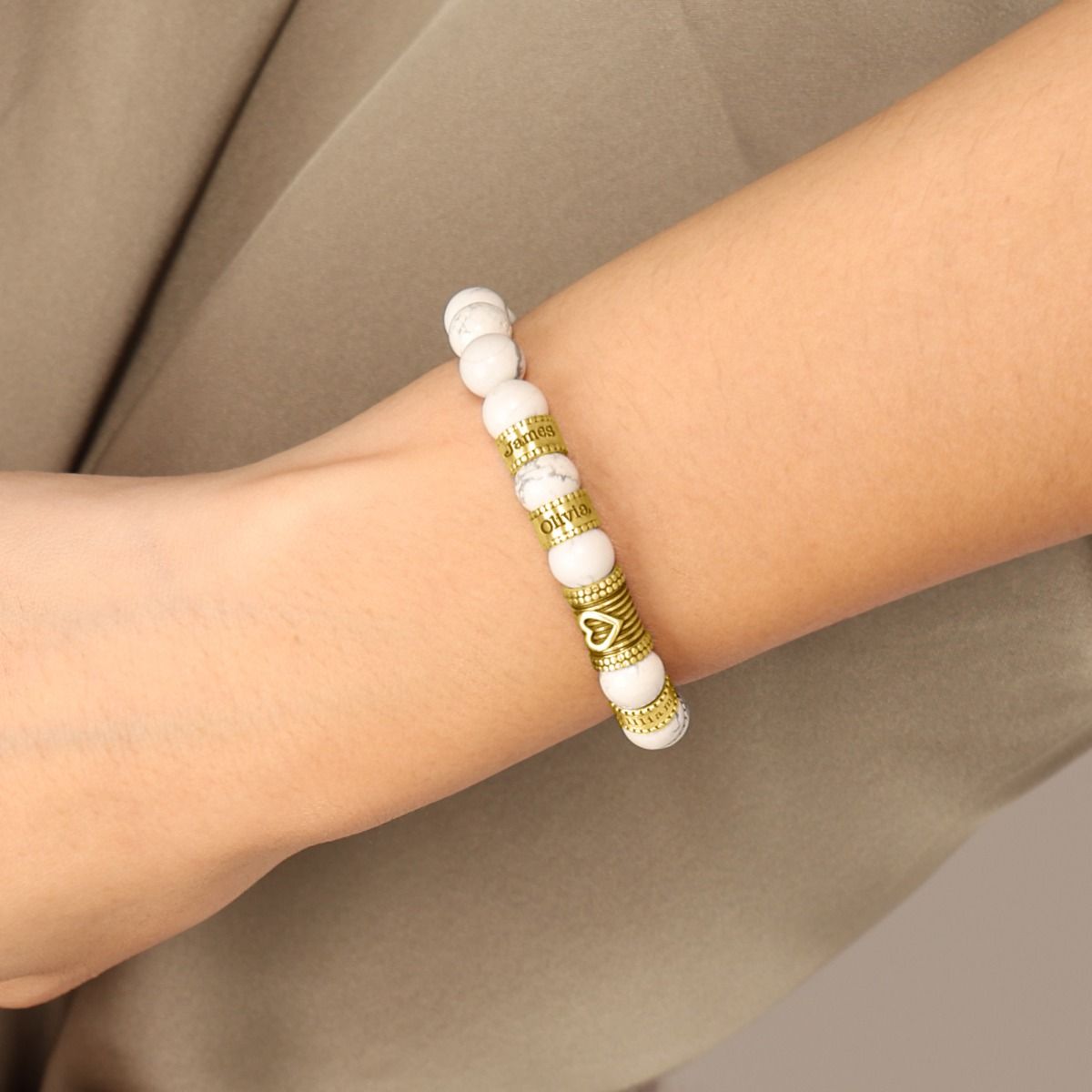 Ties Of The Heart Howlite Bracelet [18K Gold Plated]