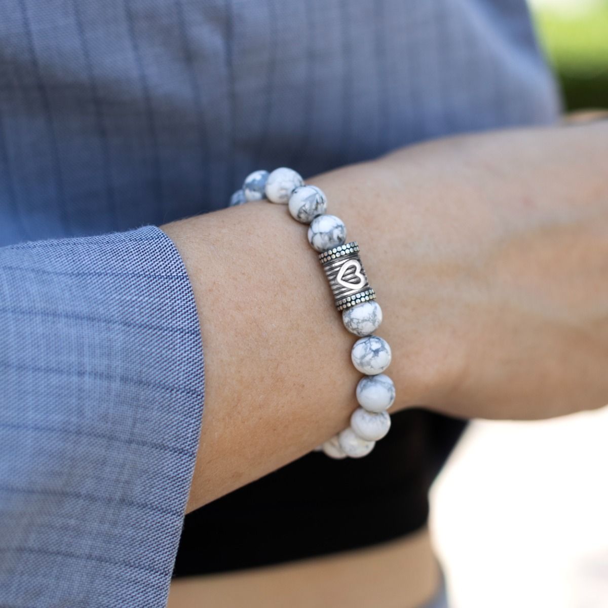 Herzensbindungen Armband für Damen aus Howlith [Sterlingsilber]