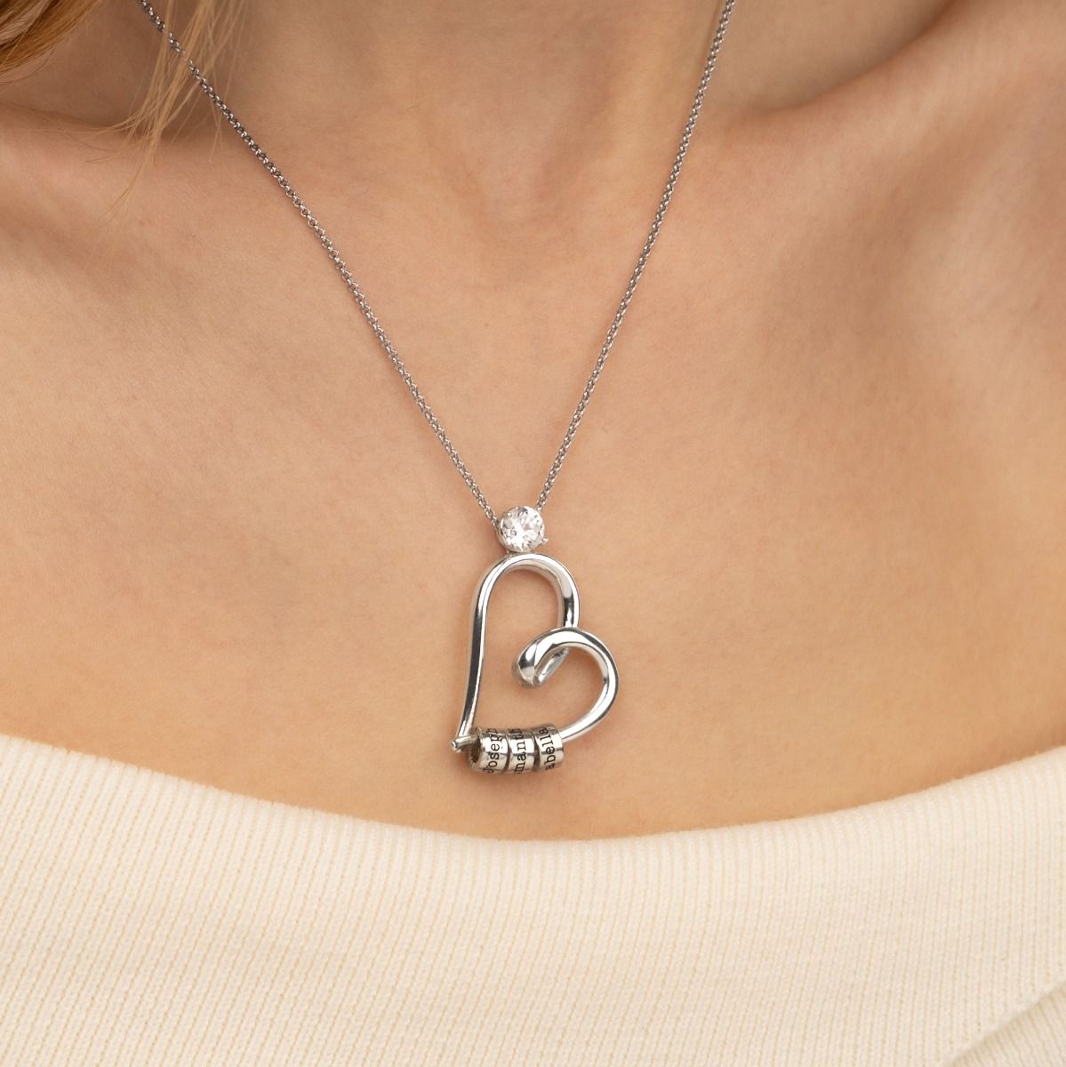 Ties of the Heart Name Necklace with 1ct Diamond [Silver]