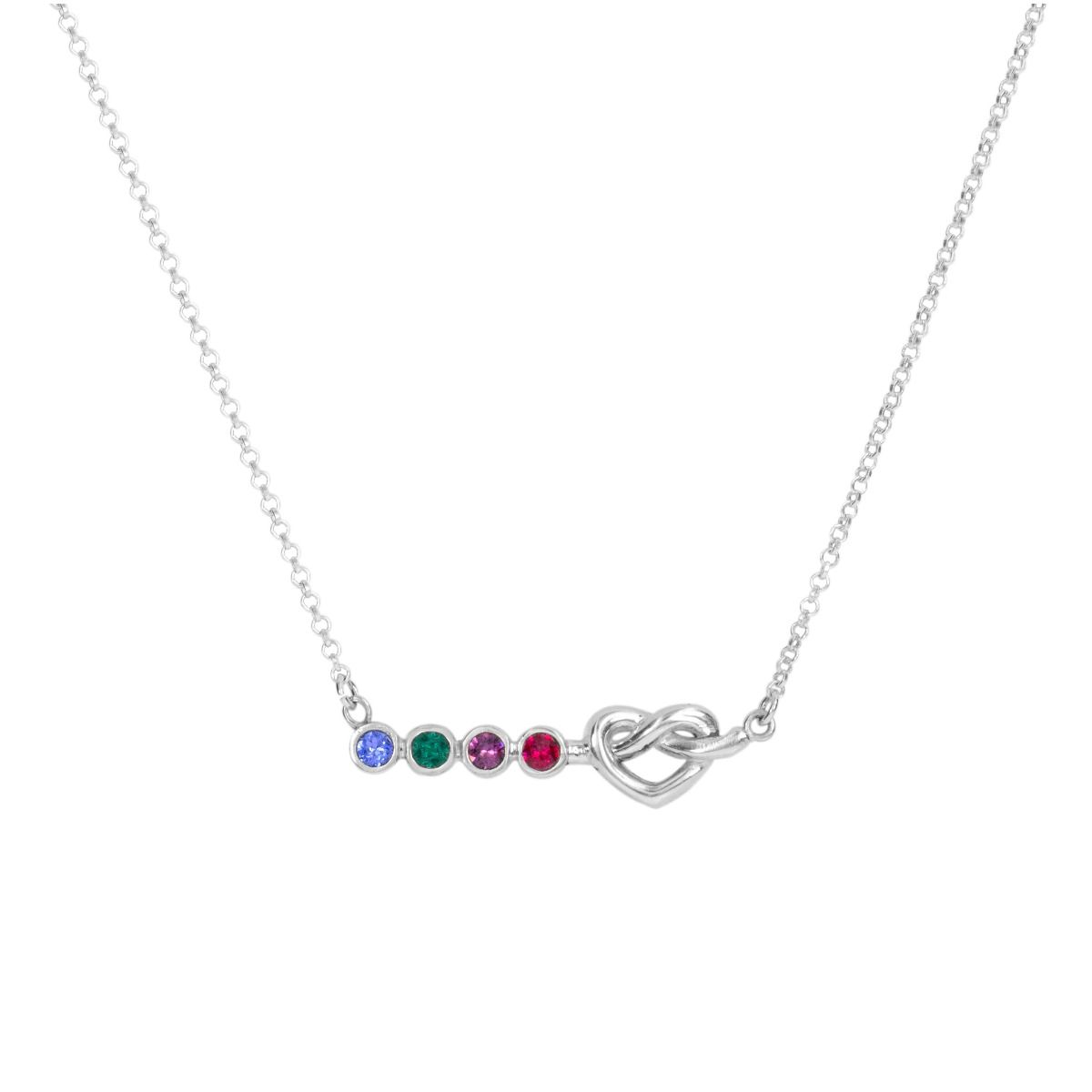 Collar de Piedras de Nacimiento Lazos de Corazón [Plata de ley]