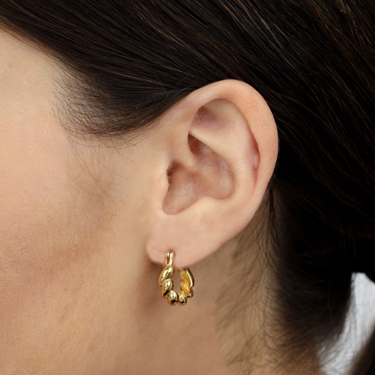 Twisted Style Hoop Earrings [18K Gold Vermeil]