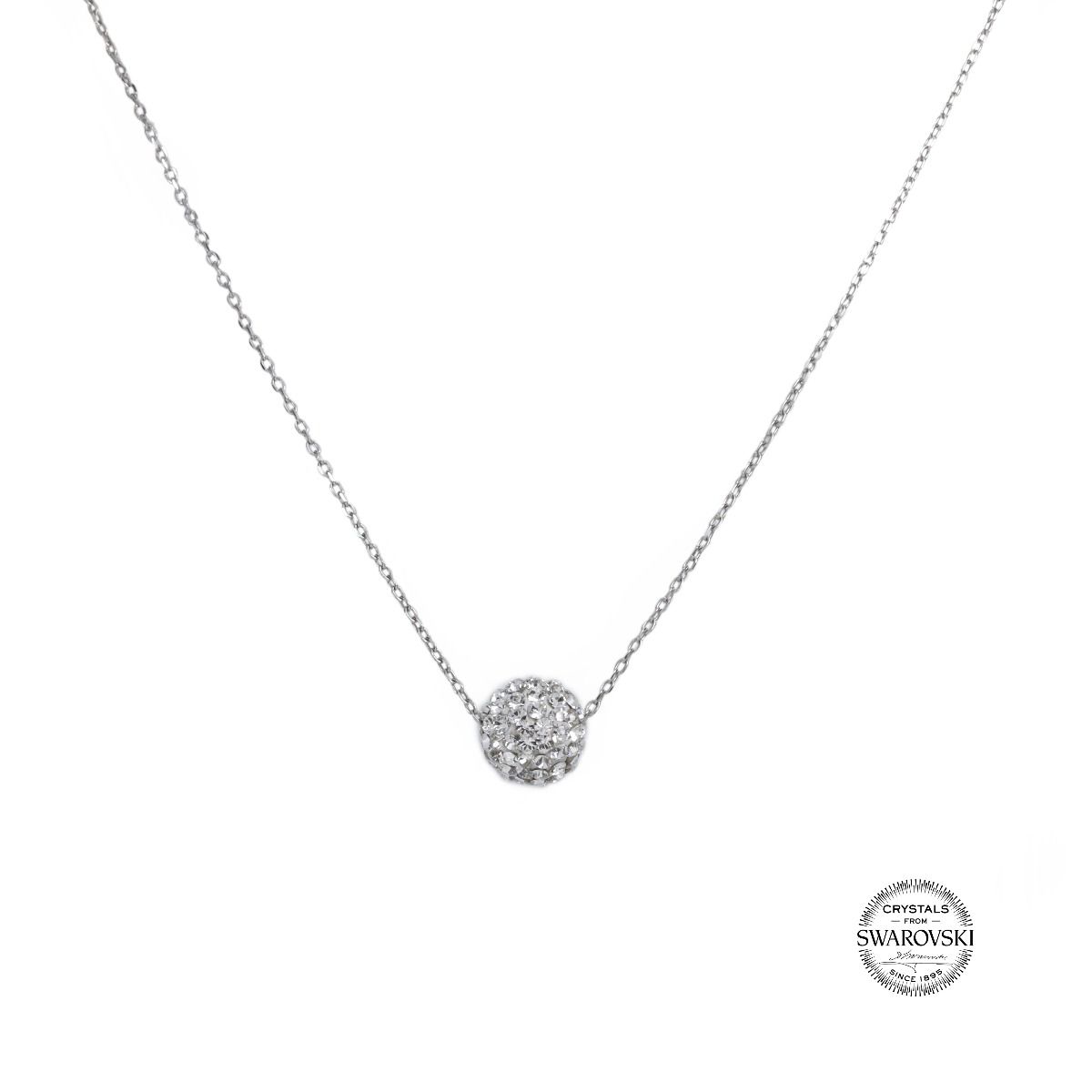 Collana con Sfera Bianca Luccicante [Argento 925]