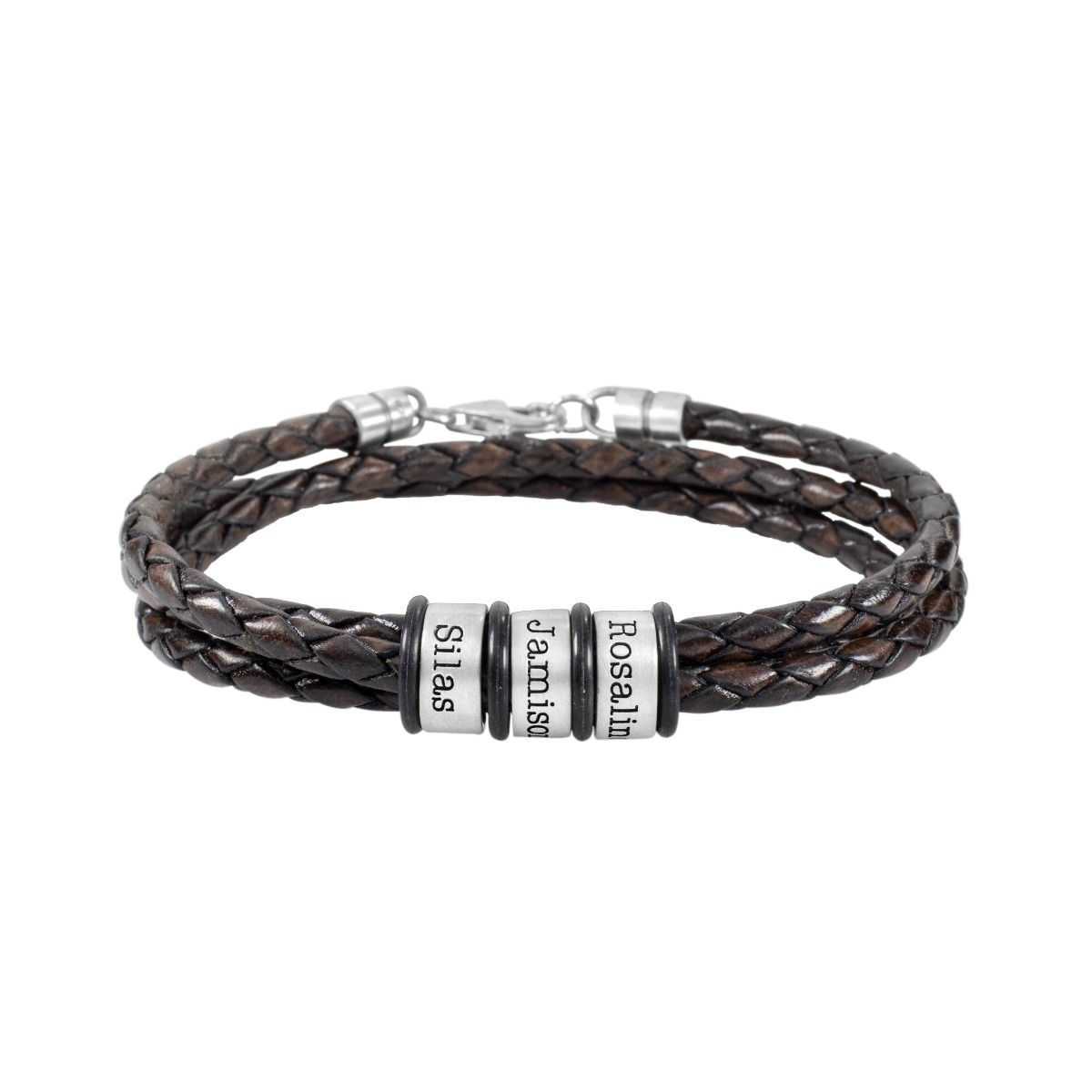 bracelet argent bracelet cuir marron homme personnalisÃ©