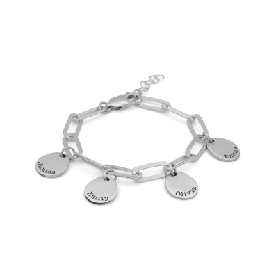 Drops of Happiness Name Bracelet [Paperclip Style / Sterling Silver]