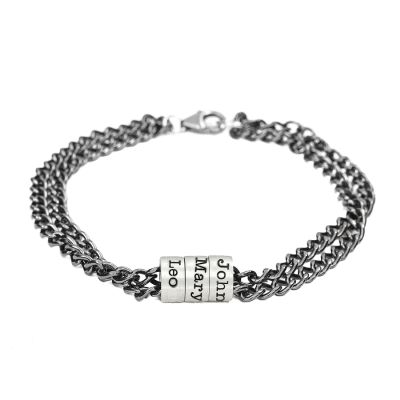 Herren-Panzerarmband mit Ringen aus Silber