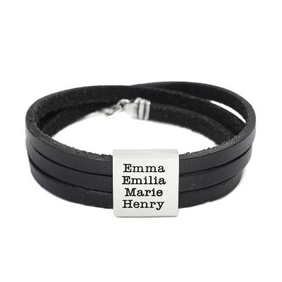 Mannen Zilver Vierkante Naam Armband