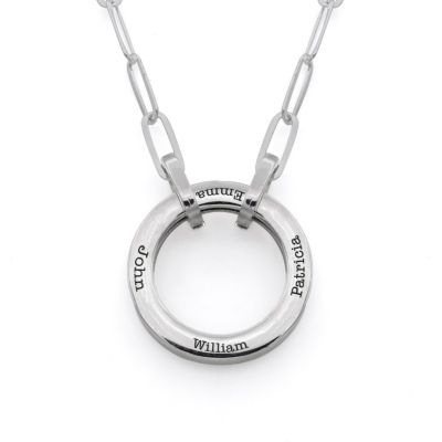 Collana Grande Cerchio di Famiglia a Graffette con Nome [Argento 925]