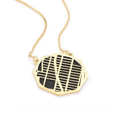 Collier Silhouette Carte Lieu Précieux [Vermeil 18ct]