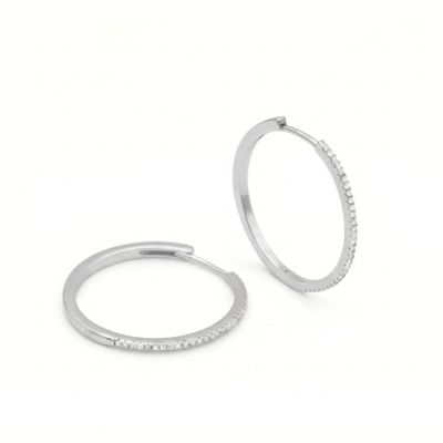 Aurora Pavé Hoop Earrings [Silver Plated]