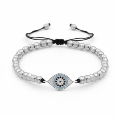Hera Evil Eye Hematite Bracelet [Sterling Silver]