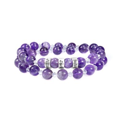 Bracciale Sovrapposto con Nome in Ametista [Argento 925]