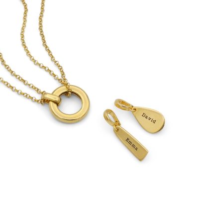 Collana a Doppio Strato Anna [Placcata in Oro 18 Carati] - con Ciondoli con Nome