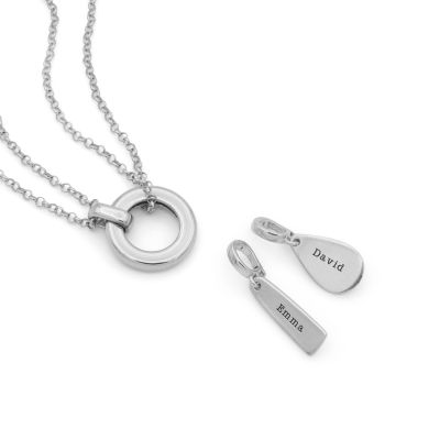 Anna Layer Kette [Sterlingsilber] – mit gravierten Charms