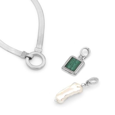 Arya Herringbone Necklace [Sterling Silver] - with Charms