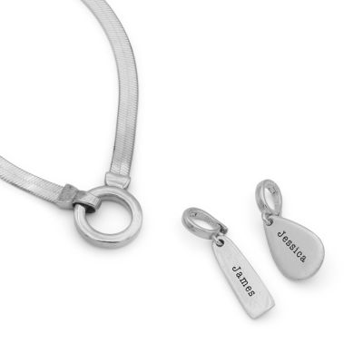 Arya Herringbone Necklace [Sterling Silver] - with Names