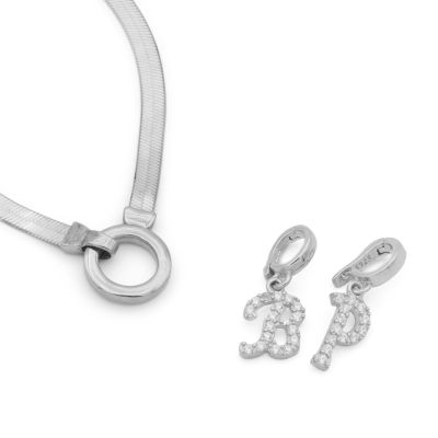 Arya Herringbone Necklace [Sterling Silver] - with Initials