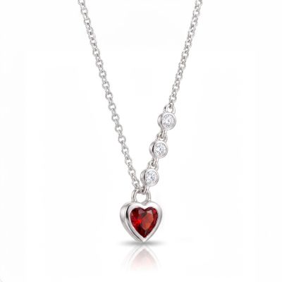 Collier Cœur « Bien-Aimé » à Pierres de Naissance et Diamants - Argent 925