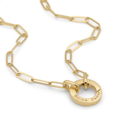 Aurora Familienkreis Ankerkette mit Gravur [750er Gold Vermeil]