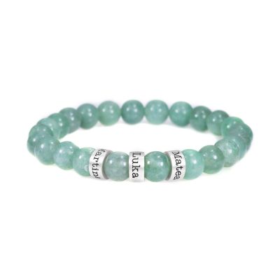 Bracelet Aventurine avec Prénoms pour Femme [Argent 925]