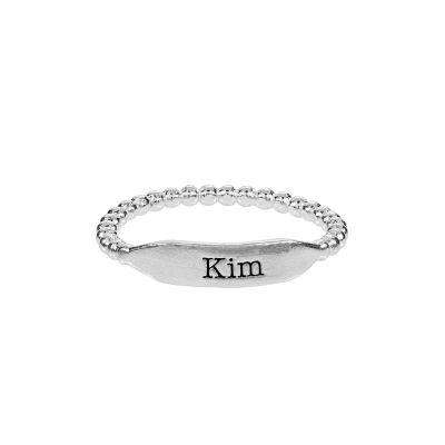Anillo de Cuentas Apilable con Nombre [Plata de Ley]