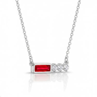 Collier Barre Bien-Aimé avec Pierre de Naissance et Diamants