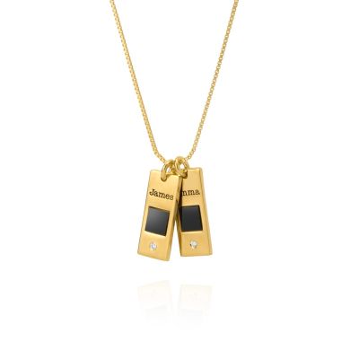 Eliana Namenskette mit einem Diamanten und Nano Bibel [750er Gold Vermeil]