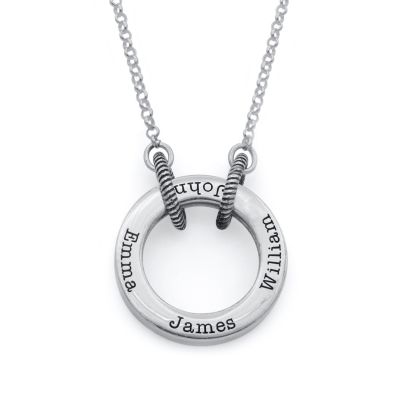 Collier Rolo Grand Cercle de Famille avec Prénoms [Argent 925]