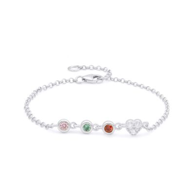 Bracelet Étoiles Enchantées Pierre de Naissance avec Charm Cœur [Argent 925]
