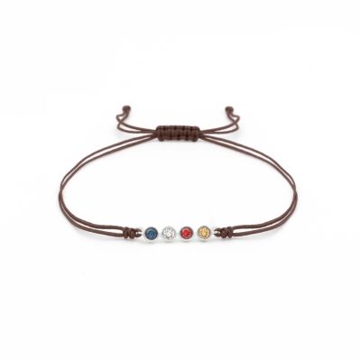 Talisa Stars Birthstone Bracelet - Brown String [Sterling Silver]