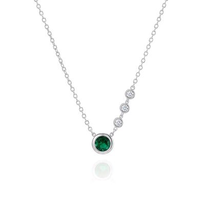 Beloved Birthstone Circle Necklace with Diamonds [Silver]