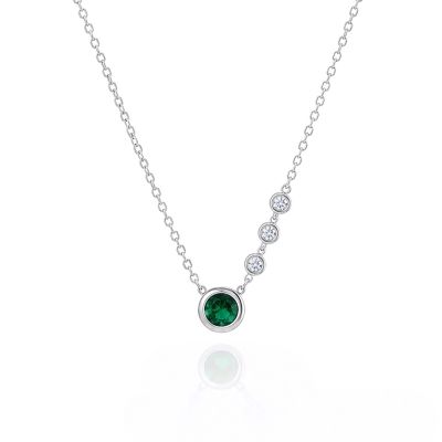 Aurora Birthstone Necklace with Diamonds [Silver]