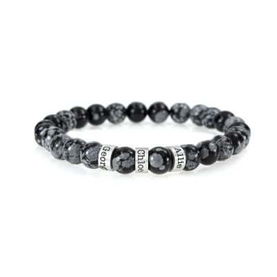 Bracciale da Donna Fiocco di Neve Bianco e Nero con Nome [Argento 925]