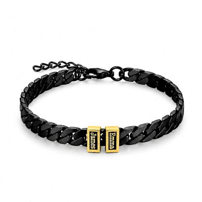 Dark Cuban Link Chain Name Bracelet [Gold Plated]