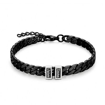 Bracelet Chaîne à Maillons Cubains Foncés avec Prénom