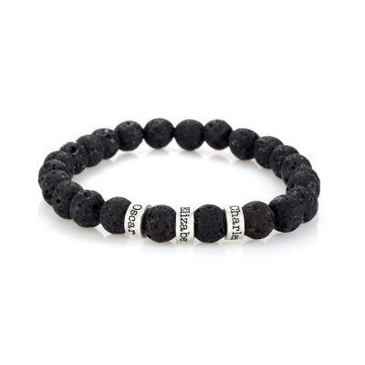 Bracciale da Uomo con Nome in Pietra Lavica
