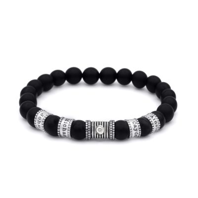 Serene Black Onyx Men Name Bracelet with Diamond