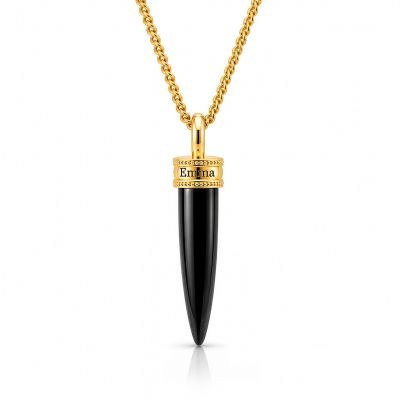 Collier Prénom en Onyx Noir pour Femme - Vermeil 18ct