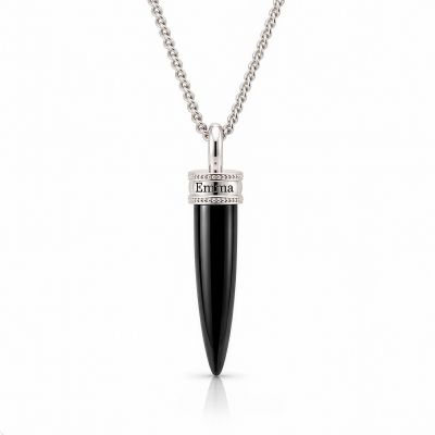 Collier Prénom en Onyx Noir pour Femme