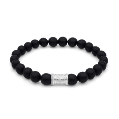 Bracelet Onyx Noir avec Boussole pour Homme