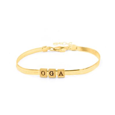 Bold Initials Herringbone Bracelet [18K Gold Plated]