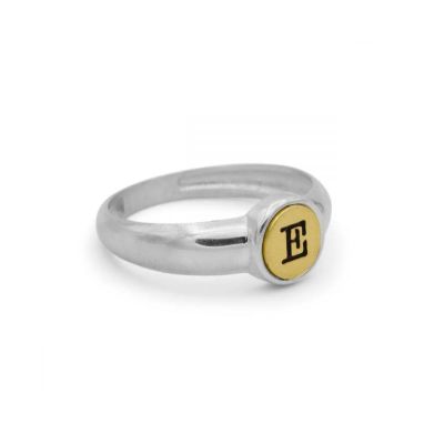 Anillo Grueso con Inicial [Oro de 14K y Plata de Ley]