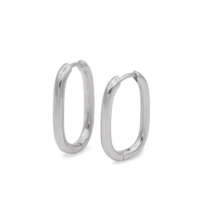 Bold Rectangle Hoop Earrings [Sterling Silver]