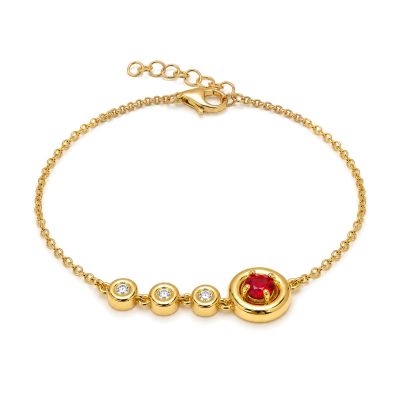Bracelet Pluie d'Étoiles Pierre de Naissance avec Diamants - Vermeil 18ct