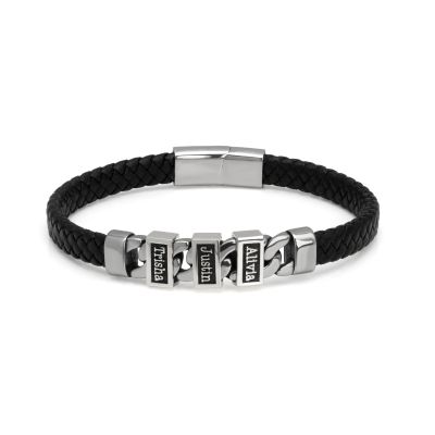 Midnight Shadow Men's Leather Bracelet